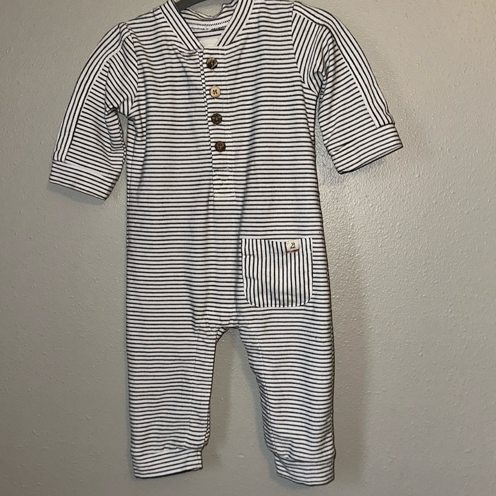 Me & Henry gray  And White Stripe Romper​